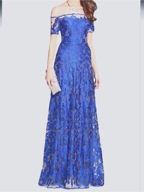 Blue Lace Overlay Women's Dress